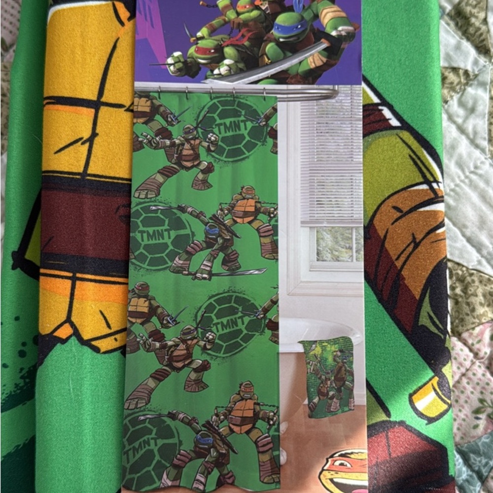 Teenage Mutant Ninja Turtles Green Shower Curtain 72”x72”